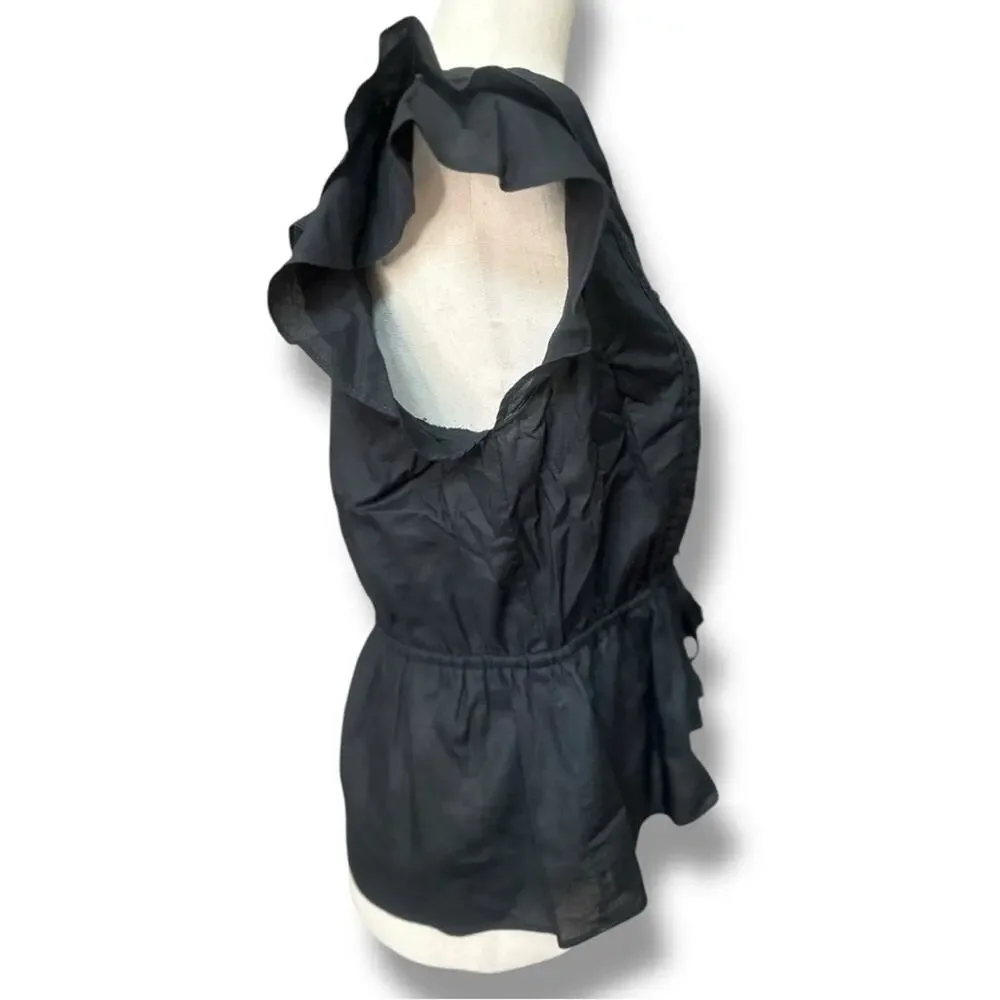 J.Crew - Women’s Black Flutter Sleeve Top Size Small